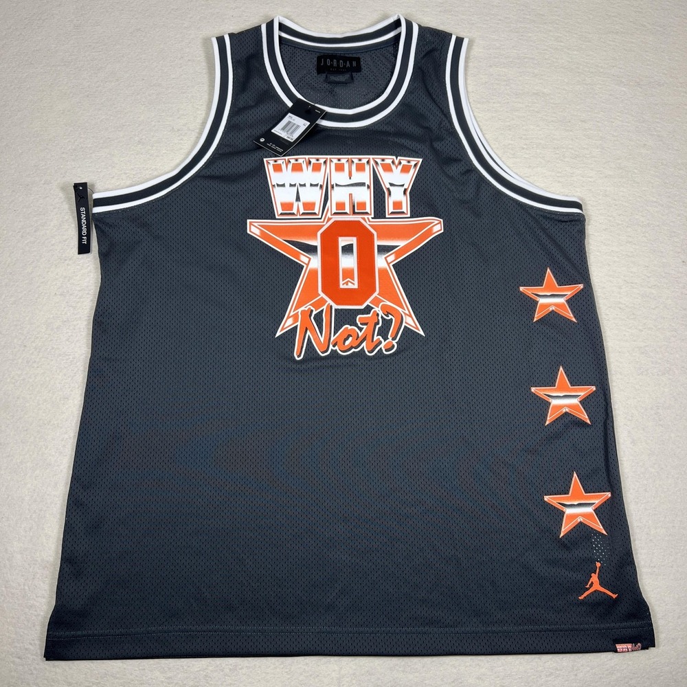 Jordan Why Not Zero Basketball Jersey Mens 2XL NBA Russell Westbrook Black Orang